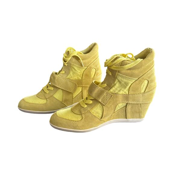Ash Bowie Wedge Limited Edition Lemon Yellow Suede Canvas Sneaker Sz 10.5 / 11 - Picture 15 of 15